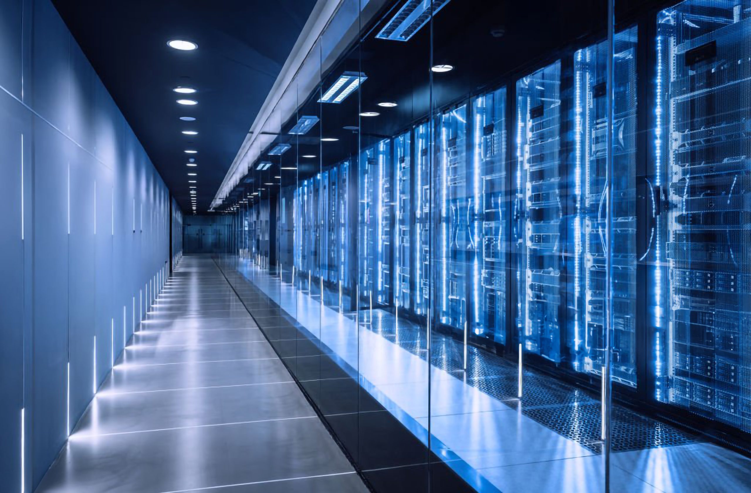 High-tech data center with server racks